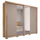 Guarda Roupa Casal 2 Portas de Correr com Espelho Praticus Buriti/Fendi - Caemmun