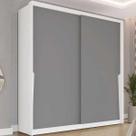 Guarda Roupa Casal 2 Portas de Correr e 2 Gavetas Porto Branco/Cinza - Politorno