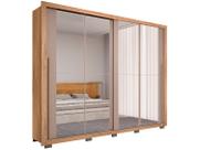Guarda Roupa Casal 2 Portas de Correr e 8 Espelhos Praticus Buriti/Fendi - Caemmun