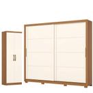 Guarda Roupa Casal 2 Portas Deslizantes 4 Gavetas Palace D237 com Armário Multiuso Margarida Cinamomo Off White - Henn