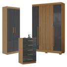 Guarda Roupa Casal 2030240 com Armário Multiuso 2000191 e Cômoda 2014140 Atacama Grafite - Aramóveis