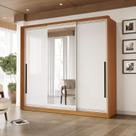 Guarda Roupa Casal 220cm 3 Portas de Correr com Espelho 240854 Valência Politorno Móveis
