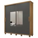 Guarda Roupa Casal 228cm Portas Correr Com Espelho Monte Carlo RV Móveis Cinamomo/Grafite