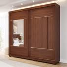 Guarda-Roupa Casal 229cm 2 Portas de Correr com Pés e 2 Espelhos MDF Talin Marrom/Jequitiba