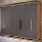 Guarda Roupa Casal 239cm 8 Portas 4 Gavetas com Pés Vortex Jatobá/Grafite S01 - Mpozenato Guarda Roupa Casal 239cm 8 Portas 4 Gavetas com Pés Vortex Jatobá/Grafite S01 - Mpozenato