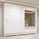 Guarda-Roupa Casal 264cm 2 Portas de Correr com Espelho e Pés 100% MDF Siena Espresso Móveis Branco