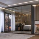 Guarda Roupa Casal 274cm 3 Portas Reflecta com LED 100% MDF