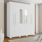Guarda Roupa Casal 2m com Espelho 6 Portas Porto Bello Branco - Rud Rack