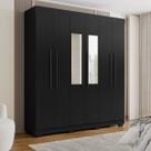 Guarda Roupa Casal 2m com Espelho 6 Portas Porto Bello Preto - Rud Rack