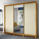 Guarda Roupa Casal 3 Portas 1 Porta Espelho Kit Pé Royale Naturale - Gelius