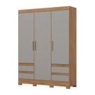 Guarda Roupa Casal 3 Portas 4 Gavetas B55 Nature/Cinza Guarda Roupa Casal 3 Portas 4 Gavetas B55 Nature/Cinza