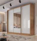 Guarda Roupa Casal 3 Portas 8 Gavetas Com Espelho Arezzo - Móveis Novo Horizonte - Cumaru Fendi