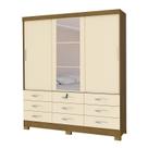 Guarda Roupa Casal 3 Portas 9 Gaveta Noce Perola Com Espelho Guarda Roupa Casal 3 Portas 9 Gaveta Noce Perola Com Espelho