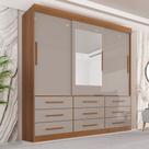 Guarda Roupa Casal 3 Portas 9 Gavetas com Espelho Luana
