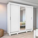 Guarda Roupa Casal 3 Portas Com Espelho Atlas Com Pés Branco