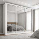 Guarda-Roupa Casal 3 Portas com Espelho e 4 Gavetas 185,5cm Viena Yescasa