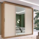 Guarda-Roupa Casal 3 Portas Com Espelho MDF Demobile Dalila