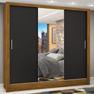 Guarda-Roupa Casal 3 Portas com Espelho Porto Plus Espresso Móveis Marrom/Cinamomo Preto
