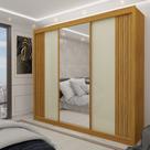 Guarda-roupa Casal 3 Portas com Espelho Santorini Ripado 100% MDF