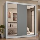 Guarda-roupa Casal 3 Portas Correr 4 Gavetas Branco/Cinza