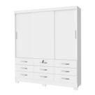 Guarda Roupa Casal 3 Portas Correr 9 Gavetas MDP Branco