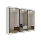 Guarda Roupa Casal 3 Portas Correr Espelhada 6 Gavetas 100% MDF San Marino - Leifer: Branco Branco Guarda Roupa Casal 3 Portas Correr Espelhada 6 Gavetas 100% MDF San Marino - Leifer: Branco Branco
