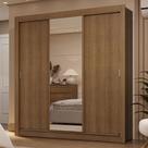 Guarda-roupa Casal 3 Portas Correr Espelho 2 Gavetas Rustic