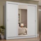 Guarda-roupa Casal 3 Portas Correr Espelho 4 Gavetas Branco