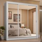Guarda-roupa Casal 3 Portas Correr Espelho 4 Gavetas Branco