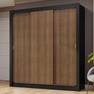Guarda-roupa Casal 3 Portas Correr Preto/Rustic Nobre