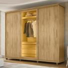 Guarda-roupa Casal 3 Portas de Correr 1 Porta com Vidro Reflecta com Led 5 Gavetas Portugal