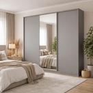 Guarda Roupa Casal 3 Portas de Correr 260cm com Espelho MDF