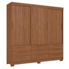 Guarda Roupa Casal 3 Portas de Correr 9 Gavetas Morretes com Cômoda Havana Master com Rodizio Jatobá - Santos Andirá