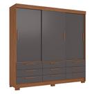 Guarda Roupa Casal 3 portas de correr 9 gavetas Morretes Jatobá Grafite - Santos Andirá