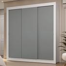 Guarda-Roupa Casal 3 Portas de Correr Branco/Cinza Sublime Madesa