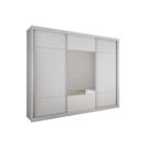 Guarda Roupa Casal 3 Portas de Correr c/ Espelho e 4 Gavetas Arezzo Plus Branco - Novo Horizonte