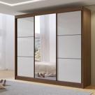 Guarda-Roupa Casal 3 Portas de Correr com Espelho 100 % MDF Cristal Guarda-Roupa Casal 3 Portas de Correr com Espelho 100 % MDF Cristal