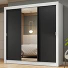 Guarda-Roupa Casal 3 Portas de Correr com Espelho Branco/Preto Nobre Madesa