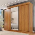 Guarda Roupa Casal 3 Portas de Correr com Espelho Central 6 Gavetas Garibaldi 100% MDF Guarda Roupa Casal 3 Portas de Correr com Espelho Central 6 Gavetas Garibaldi 100% MDF