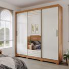 Guarda-Roupa Casal 3 Portas de Correr com Espelho e Pés 199cm 100% MDF Roma Espresso Móveis