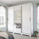 Guarda-Roupa Casal 3 Portas de Correr com Espelho e Pés 199cm 100% MDF Roma Espresso Móveis