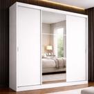 Guarda-roupa Casal 3 Portas de Correr com Espelho Milano