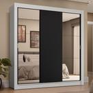 Guarda-Roupa Casal 3 Portas de Correr com Espelhos 4 Gavetas Branco/Preto Sublime Plus Madesa