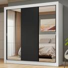 Guarda-Roupa Casal 3 Portas de Correr com Espelhos Branco/Preto Nobre Madesa Guarda-Roupa Casal 3 Portas de Correr com Espelhos Branco/Preto Nobre Madesa