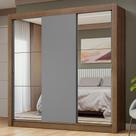 Guarda-Roupa Casal 3 Portas de Correr com Espelhos Rustic/Cinza Nobre Madesa