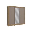 Guarda Roupa Casal 3 Portas de Correr e 2 Gavetas c/ Espelho e Pés CB01M570 Nogueira/Fendi - Kappesberg Guarda Roupa Casal 3 Portas de Correr e 2 Gavetas c/ Espelho e Pés CB01M570 Nogueira/Fendi - Kappesberg