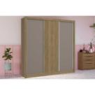Guarda Roupa Casal 3 Portas de Correr e 2 Gavetas M570 Fendi/Nogueira/Fendi - Kappesberg