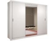 Guarda Roupa Casal 3 Portas de Correr e 4 Gavetas c/ Espelho Veneza Luxo Branco - Rufato
