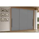 Guarda Roupa Casal 3 Portas de Correr e 4 Gavetas Valência Freijo/Cinza - Politorno