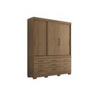 Guarda Roupa Casal 3 Portas de Correr e 9 Gavetas c/ Pés Click 3.9 Ébano - Santos Andirá